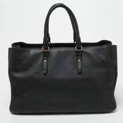 Pre Owned Versace Black Leather La Medusa Shopper Tote