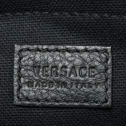 Pre Owned Versace Black Leather La Medusa Shopper Tote