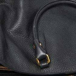 Pre Owned Versace Black Leather La Medusa Shopper Tote