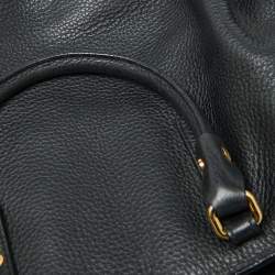 Pre Owned Versace Black Leather La Medusa Shopper Tote