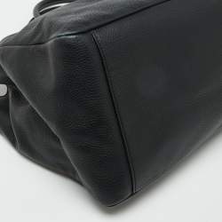 Pre Owned Versace Black Leather La Medusa Shopper Tote
