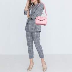 Versace Pink Leather La Medusa Top Handle Bag