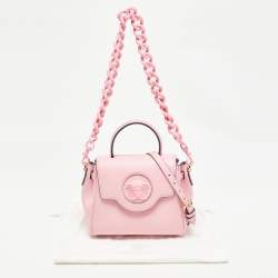 Versace Pink Leather La Medusa Top Handle Bag