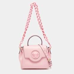 Versace Pink Leather La Medusa Top Handle Bag