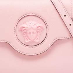 Versace Pink Leather La Medusa Top Handle Bag