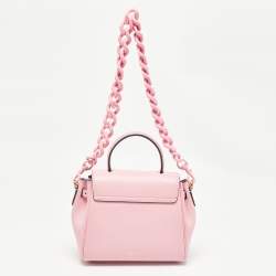 Versace Pink Leather La Medusa Top Handle Bag
