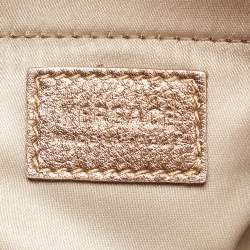 Versace Beige/Gold Printed Coated Canvas and Leather Boston Bag
