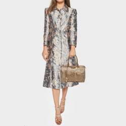 Versace Beige/Gold Printed Coated Canvas and Leather Boston Bag