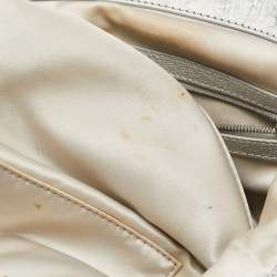 Versace Silver Ostrich Embossed, Patent and Leather Chain Link Satchel