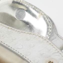 Versace Silver Ostrich Embossed, Patent and Leather Chain Link Satchel