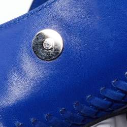 Versace Blue Leather Fringe Shoulder Bag