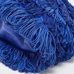Versace Blue Leather Fringe Shoulder Bag