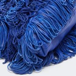 Versace Blue Leather Fringe Shoulder Bag