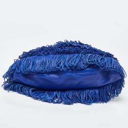 Versace Blue Leather Fringe Shoulder Bag