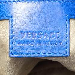 Versace Blue Leather Fringe Shoulder Bag