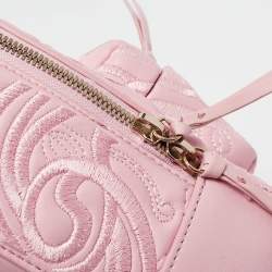 Versace Pink Embroidered Baroque Leather Mini Palazzo Backpack