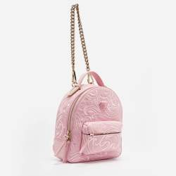 Versace Pink Embroidered Baroque Leather Mini Palazzo Backpack