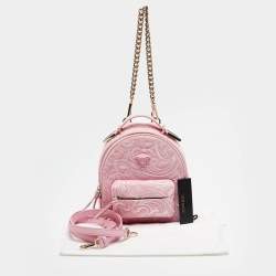 Versace Pink Embroidered Baroque Leather Mini Palazzo Backpack