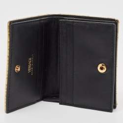 Versace Gold Quilted Leather Virtus Flap Card Case