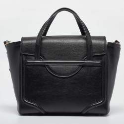 Versace Black Leather Medium Signature Flap Tote