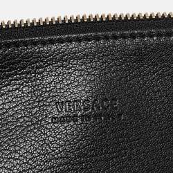 Versace Black Leather Medium Signature Flap Tote
