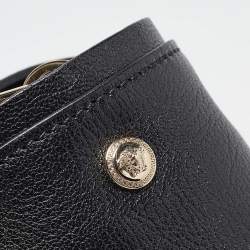 Versace Black Leather Medium Signature Flap Tote