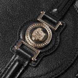 Versace Black Leather Medium Signature Flap Tote