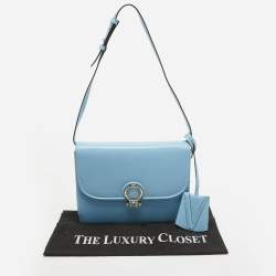 Pre Owned حقيبة كتف فيرساتشي DV  جلد أزرق فاتح