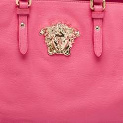 Versace Neon Pink Leather Palazzo Medusa Vertical Tote