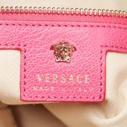 Versace Neon Pink Leather Palazzo Medusa Vertical Tote