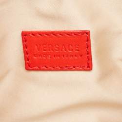 Versace Red/Beige Patent and Leather Graphic Flap Shoulder Bag