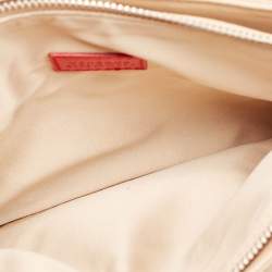 Versace Red/Beige Patent and Leather Graphic Flap Shoulder Bag