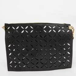 Pre Owned Versace Black Lasecut Leather and PVC Medusa Shoulder Bag