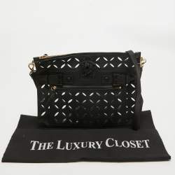 Pre Owned Versace Black Lasecut Leather and PVC Medusa Shoulder Bag