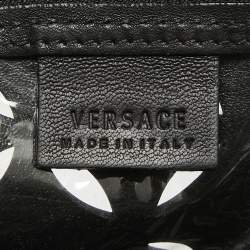 Pre Owned Versace Black Lasecut Leather and PVC Medusa Shoulder Bag
