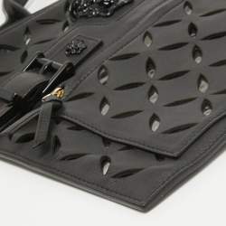 Pre Owned Versace Black Lasecut Leather and PVC Medusa Shoulder Bag