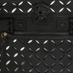 Pre Owned Versace Black Lasecut Leather and PVC Medusa Shoulder Bag