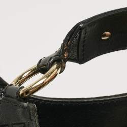 Pre Owned Versace Black Nylon and Patent Leather Logo Shoulder Bag