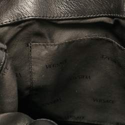 Pre Owned Versace Black Nylon and Patent Leather Logo Shoulder Bag