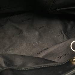 Pre Owned Versace Black Nylon and Patent Leather Logo Shoulder Bag