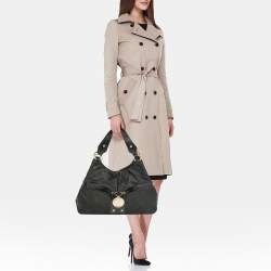 Pre Owned Versace Black Nylon and Patent Leather Logo Shoulder Bag