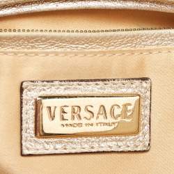 Versace Beige/Gold Signature Canvas and Leather Medussa Buckle Satchel