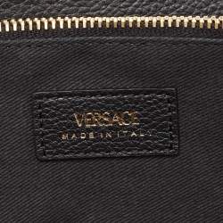 Pre Owned Versace Black Leather Virtus Clutch Bag