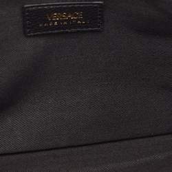 Pre Owned Versace Black Leather Virtus Clutch Bag
