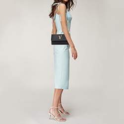 Pre Owned Versace Black Leather Virtus Clutch Bag