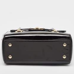 Pre Owned Versace Black Patent Leather Medium Medusa Medallion Tote