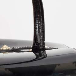 Pre Owned Versace Black Patent Leather Medium Medusa Medallion Tote