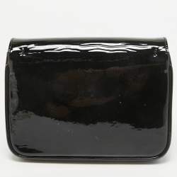 Pre Owned Versace Black Patent Leather Safety Pin Flap Chain Crossbody Bag