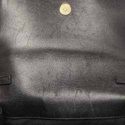 Pre Owned Versace Black Patent Leather Safety Pin Flap Chain Crossbody Bag
