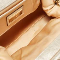 Versace Gold/White Signature Fabric and Leather Frame Satchel